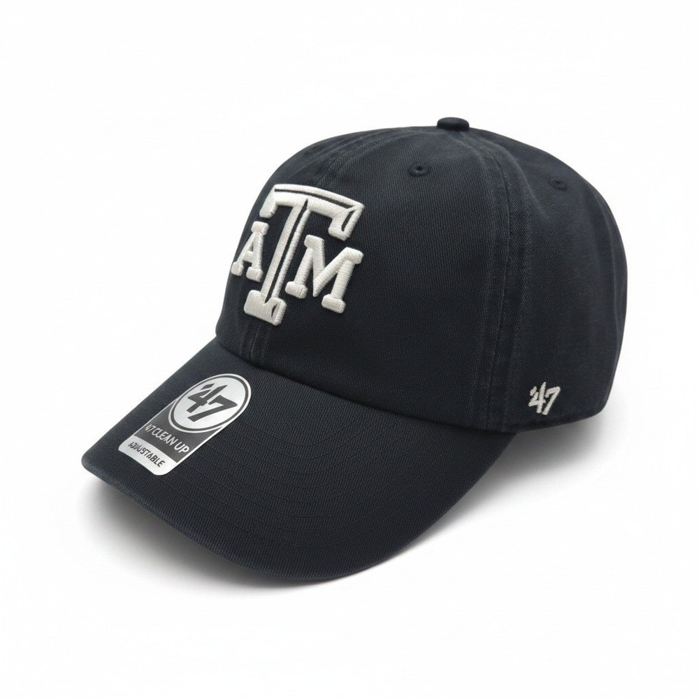 47 Brand Texas A&M Aggies Clean Up Hat Black Adjustable ATM Logo Cap‎ C-NLRGW51